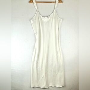Vintage Vanity Fair‎ Embroidered Cut Out Trim Chemise Midi Dress Coquette
